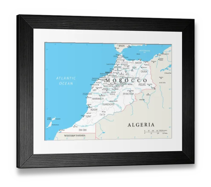 Framed Print : Map of Morocco