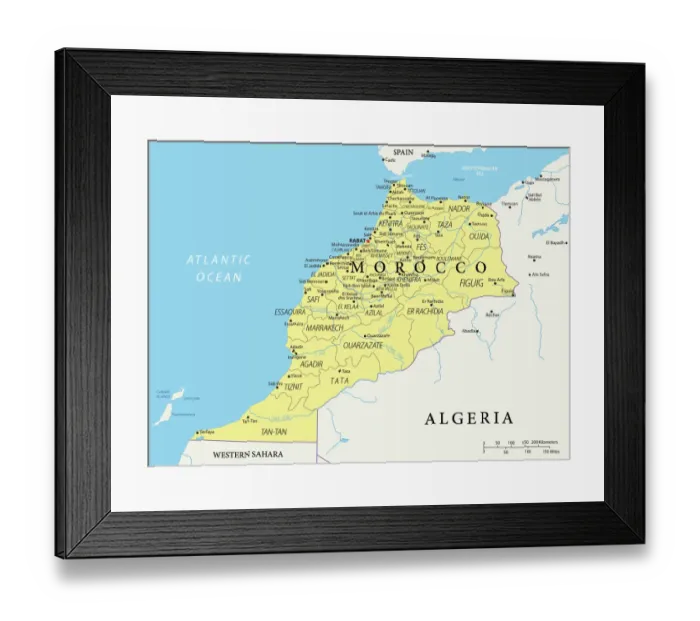 Framed Print : Reference Map of Morocco Framed Print : Reference Map of Morocco
