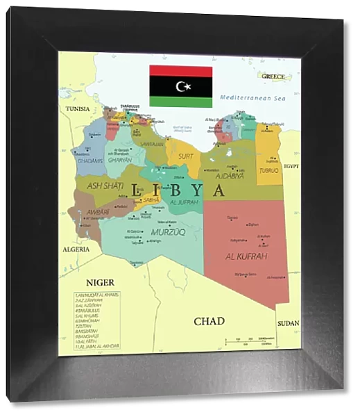 Reference Map of Libya with Keys