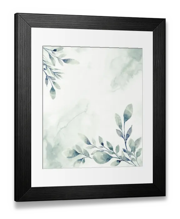 Framed Print : Floral frame with watercolor tropical leaves Framed Print : Floral frame with watercolor tropical leaves