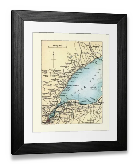 Framed Print : Antique Map of Londonderry, Northern Ireland, 1890s, 19th Century Framed Print : Antique Map of Londonderry, Northern Ireland, 1890s, 19th Century