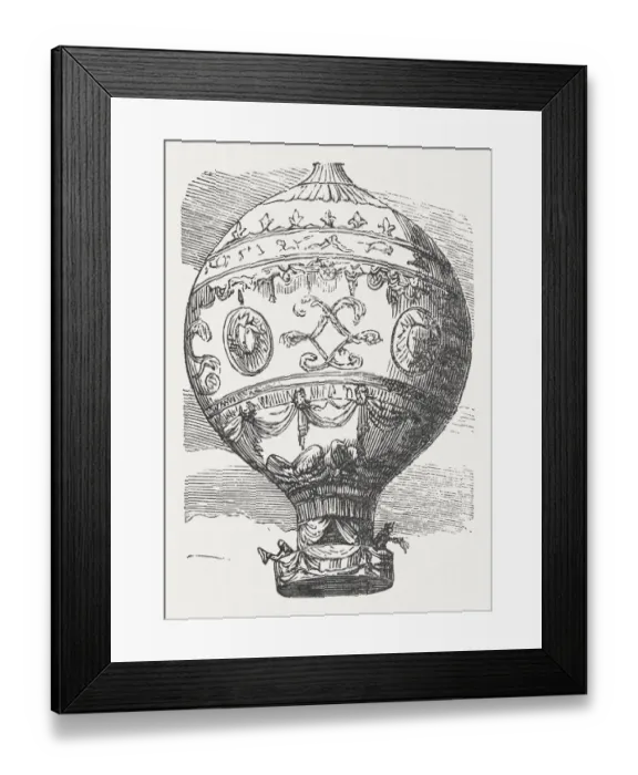 Framed Print : First ballon flight, Jean-FranAzois PilAtre de Rozier (1783), published 1877 Framed Print : First ballon flight, Jean-FranAzois PilAtre de Rozier (1783), published 1877