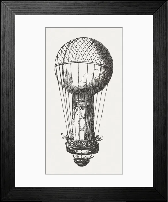 Framed Print : MontgolfiAšre, wood engraving, published in 1877 Framed Print : MontgolfiAšre, wood engraving, published in 1877