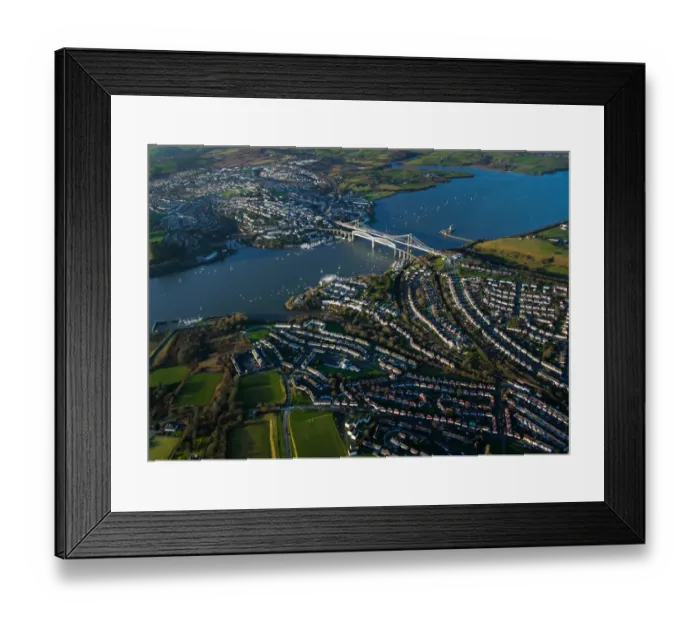 Framed Print : Plymouth and Saltash aerial