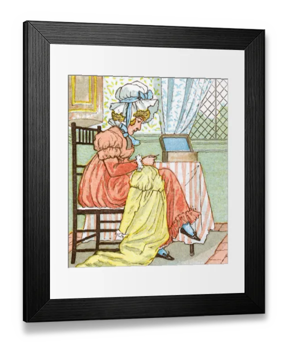 Framed Print : Regency period woman sewing Framed Print : Regency period woman sewing