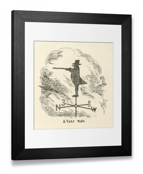 Framed Print : Humour Cruikshank 19th century cartoon a vane man Framed Print : Humour Cruikshank 19th century cartoon a vane man