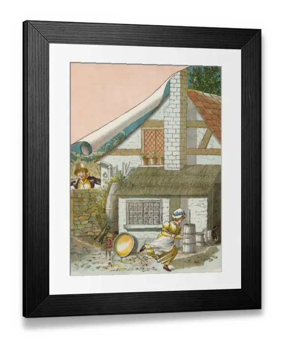 Framed Print : Regency period man chasing a woman Framed Print : Regency period man chasing a woman