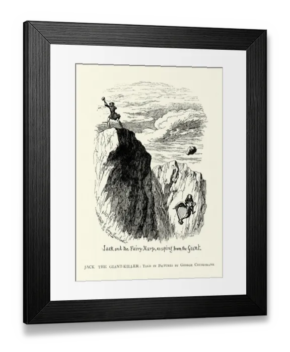 Framed Print : Jack and the Beanstalk, Jack escaping from the giant Framed Print : Jack and the Beanstalk, Jack escaping from the giant