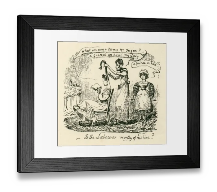 Framed Print : Humour costly hair styling 19th century cartoon Framed Print : Humour costly hair styling 19th century cartoon