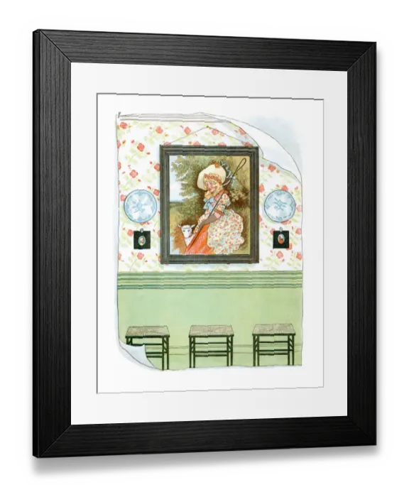 Framed Print : Home interior wall with portrait (Victorian illustration) Framed Print : Home interior wall with portrait (Victorian illustration)