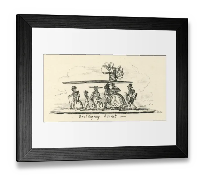 Framed Print : Humour Brobdignag bonnet Cruikshank 19th century cartoon Framed Print : Humour Brobdignag bonnet Cruikshank 19th century cartoon