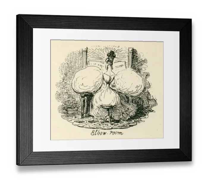 Framed Print : Humour puffed sleeves ladies fashion 19th century cartoon Framed Print : Humour puffed sleeves ladies fashion 19th century cartoon