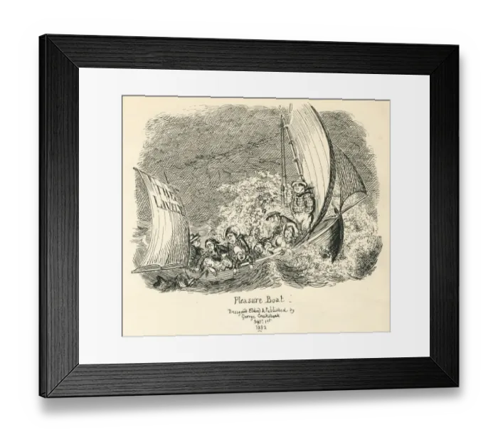 Framed Print : Humour sickness aboard the pleasure boat cartoon by Cruikshank Framed Print : Humour sickness aboard the pleasure boat cartoon by Cruikshank