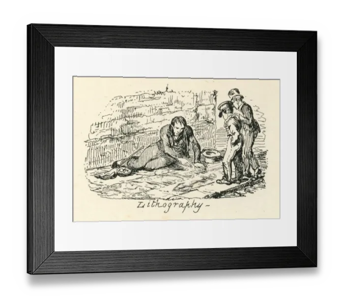 Framed Print : Humour pavement sailor art as lithography 19th century cartoon