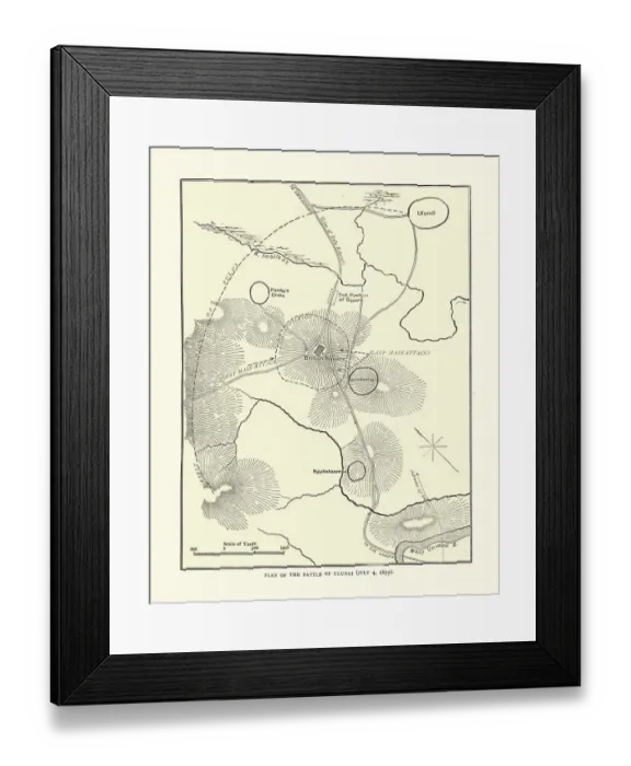 Framed Print : Plan of the Battle of Ulundi, 1879, Anglo-Zulu war