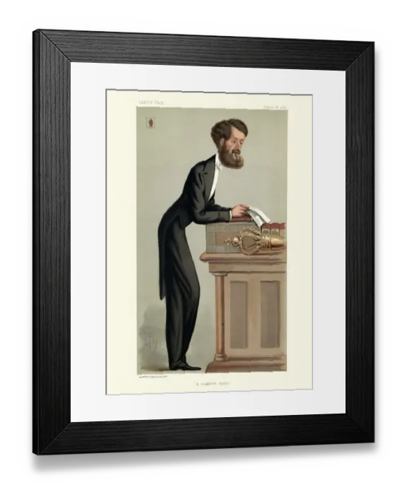 Framed Print : Vanity fair caricature, Michael Hicks Beach, 1874, British Conservative politician Framed Print : Vanity fair caricature, Michael Hicks Beach, 1874, British Conservative politician