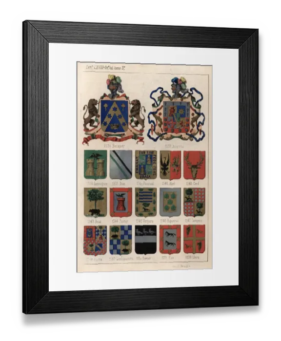 Framed Print : Heraldry, Coats of Arms of Spain, 19th Century Framed Print : Heraldry, Coats of Arms of Spain, 19th Century