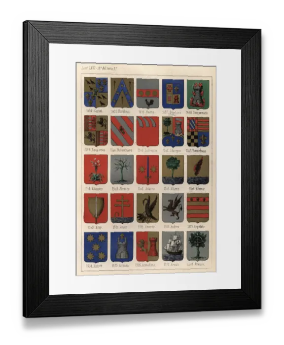 Framed Print : Heraldry, Coats of Arms of Spain, 19th Century Framed Print : Heraldry, Coats of Arms of Spain, 19th Century
