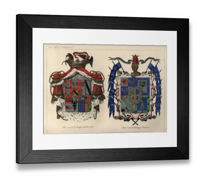 Framed Print : Heraldry, Coats of Arms of Spain, 19th Century Framed Print : Heraldry, Coats of Arms of Spain, 19th Century