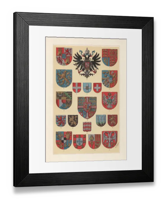Framed Print : Coat of arms of the European states, lithograph, published 1897