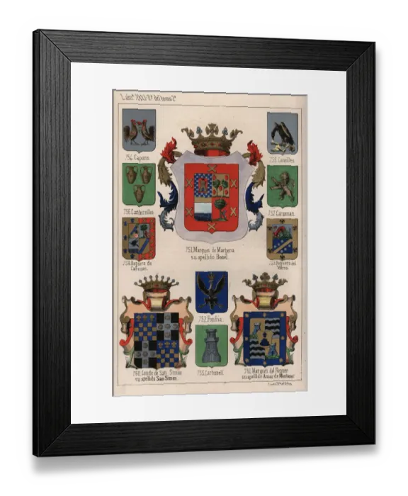 Framed Print : Heraldry, Coats of Arms of Spain Framed Print : Heraldry, Coats of Arms of Spain
