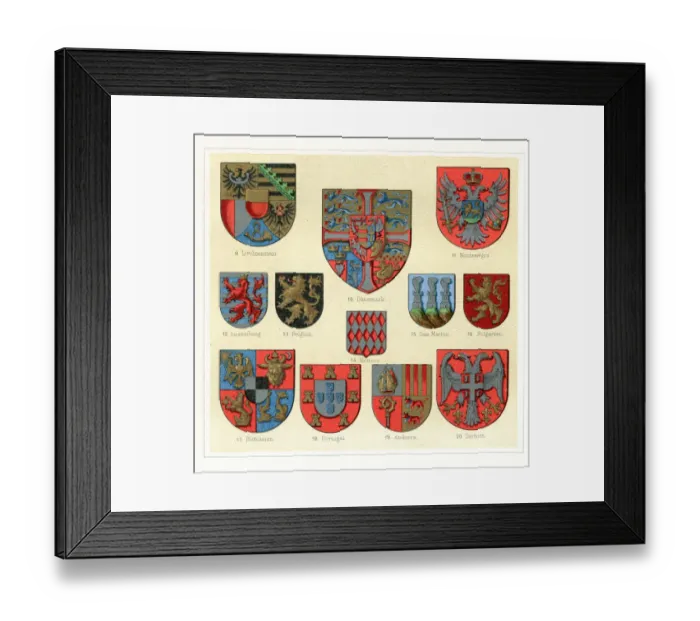 Framed Print : Antique vintage badges from Europe 1897 Framed Print : Antique vintage badges from Europe 1897