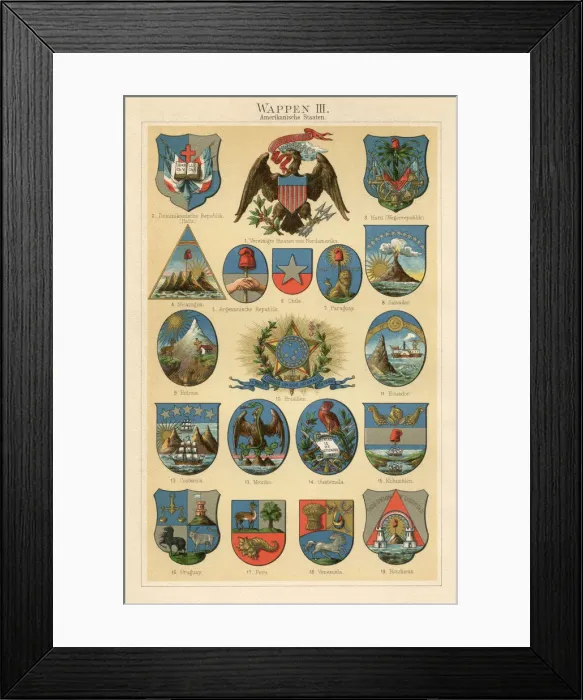 Framed Print : Coat of arms lithograph 1897 Framed Print : Coat of arms lithograph 1897