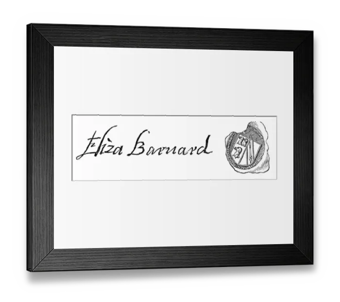 Framed Print : Elizabeth Barnardas Signature and Seal Shakespeares Last Heir Framed Print : Elizabeth Barnardas Signature and Seal Shakespeares Last Heir