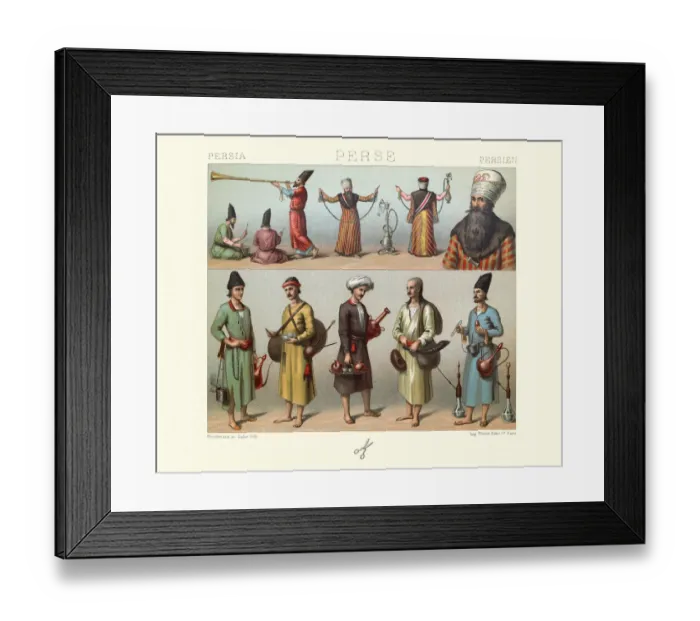 Framed Print : Traditional costumes of Persia, Servants of the Shah Framed Print : Traditional costumes of Persia, Servants of the Shah