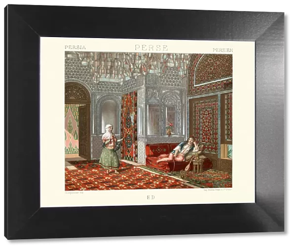 Interior of a Persian home, 19th Century, Ottoman architecture, stalactite vaulting