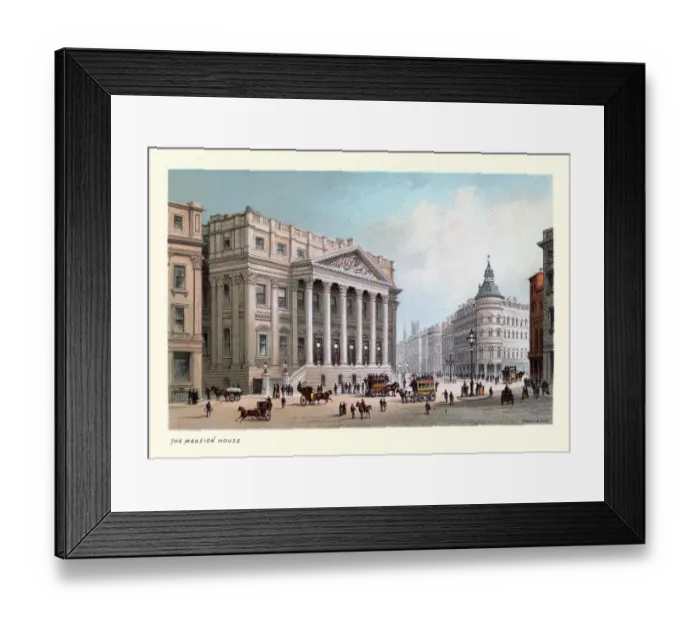Framed Print : Mansion House, Victorian London Architecture, 19th Century Art print Framed Print : Mansion House, Victorian London Architecture, 19th Century Art print