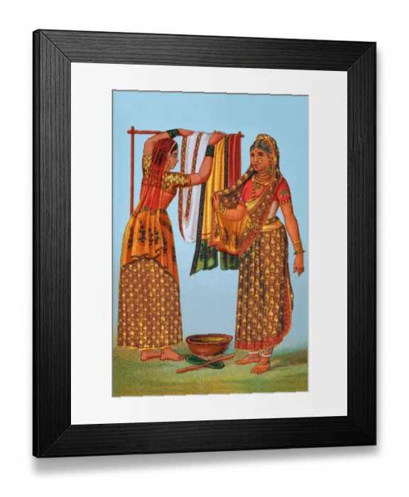 Framed Print : Maratha Indian women washing cashmere, 19th Century Framed Print : Maratha Indian women washing cashmere, 19th Century