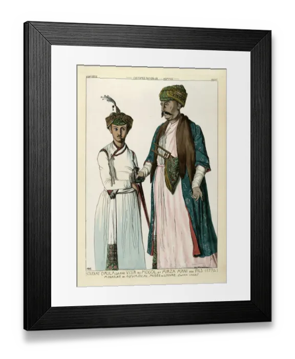 Framed Print : Soudiat Daula, Grand Vizier of the Mughals and his son Framed Print : Soudiat Daula, Grand Vizier of the Mughals and his son