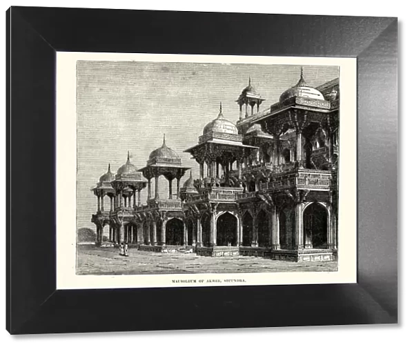 Mausoleum of akbar, Sikandra, India, 19th Century