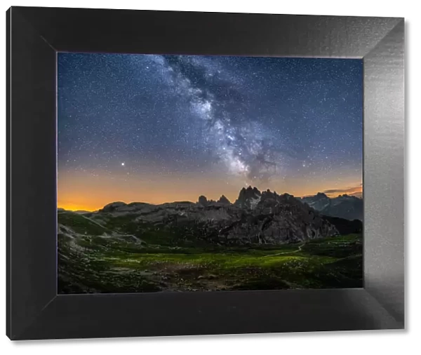 Mountain panorama in the Italy at the night time. Beautiful natural landscape in the