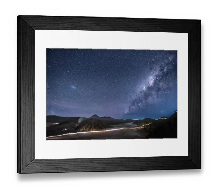 Framed Print : Mount Bromo volcano on night sky with milky way in Bromo Tengger Semeru National Park Framed Print : Mount Bromo volcano on night sky with milky way in Bromo Tengger Semeru National Park