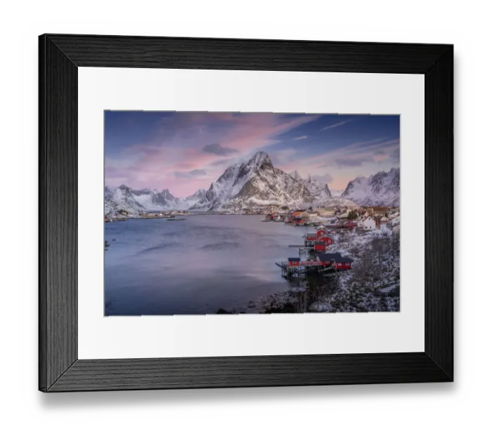 Framed Print : Lofoten Islands landscape in Norway over polar circle. Seasonal winter snowy landscape of Framed Print : Lofoten Islands landscape in Norway over polar circle. Seasonal winter snowy landscape of