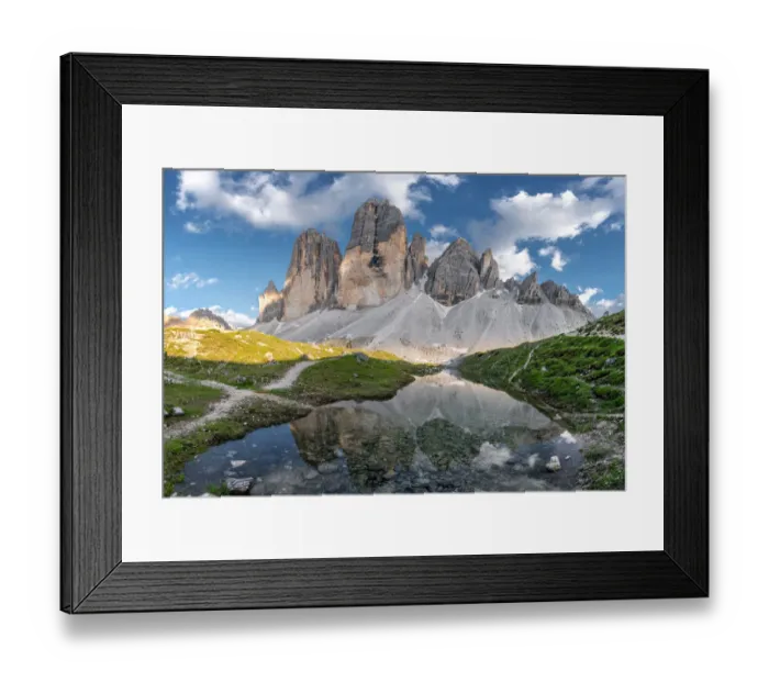 Framed Print : Landscape of Tre Cime peaks in Dolomite national park, UNESCO, Italy Framed Print : Landscape of Tre Cime peaks in Dolomite national park, UNESCO, Italy