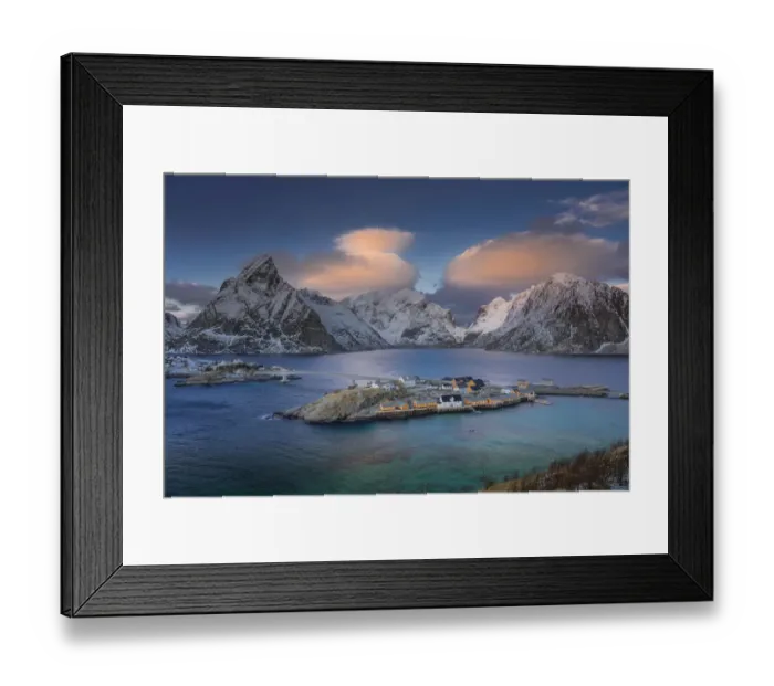 Framed Print : Colorful winter sunrise in the fishing village of Reine, Lofoten archipelago, Norway Framed Print : Colorful winter sunrise in the fishing village of Reine, Lofoten archipelago, Norway