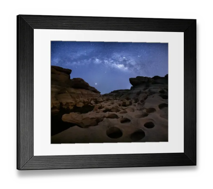 Framed Print : Stone mountain view with Milky way in Sam Phan Bok, Thailand Framed Print : Stone mountain view with Milky way in Sam Phan Bok, Thailand
