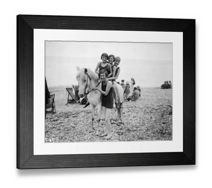 Framed Print : Girls Riding Pony Framed Print : Girls Riding Pony
