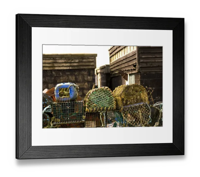 Framed Print : Lobster pots and old shacks Framed Print : Lobster pots and old shacks