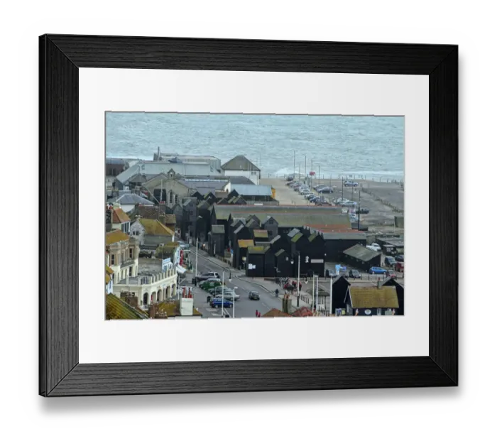 Framed Print : Hastings. The fishing town of Hastings, viewed from above Framed Print : Hastings. The fishing town of Hastings, viewed from above