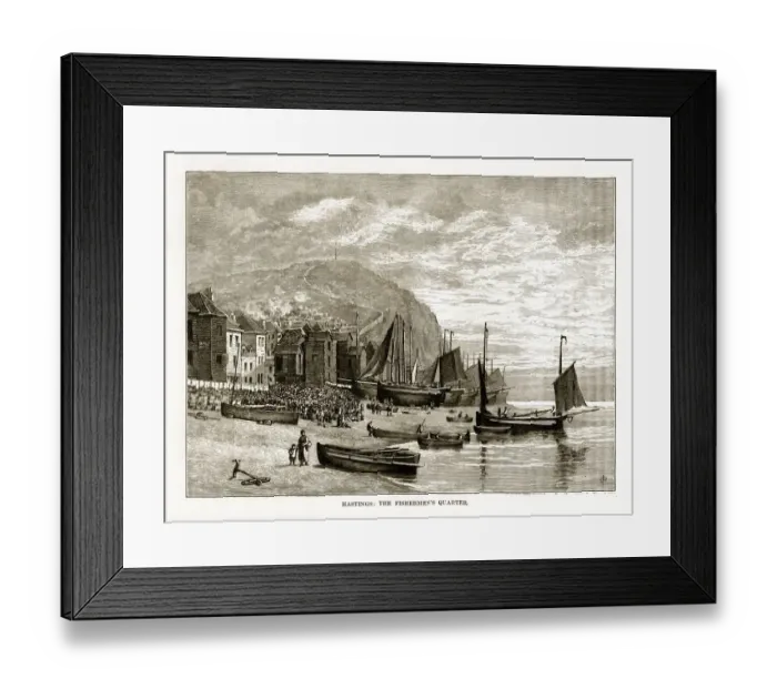 Framed Print : Hastings, England The Fishermens Quarter Victorian Engraving Framed Print : Hastings, England The Fishermens Quarter Victorian Engraving