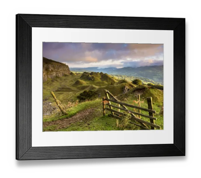 Framed Print : The abandoned quarries of the Llangattock escarpment in the Black Mountains near Framed Print : The abandoned quarries of the Llangattock escarpment in the Black Mountains near