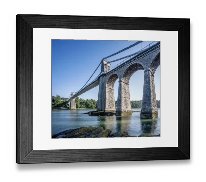 Framed Print : The Menai Suspension Bridge, built in 1826 by Thomas Telford Framed Print : The Menai Suspension Bridge, built in 1826 by Thomas Telford