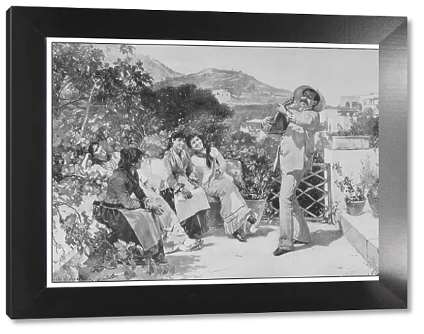 Antique famous painting from the 19th century: At Ischia by A Traidler