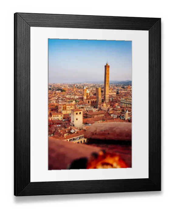 Framed Print : Bologna, Emilia Romagna, Italy. Towers, rooftops and copyspace Framed Print : Bologna, Emilia Romagna, Italy. Towers, rooftops and copyspace