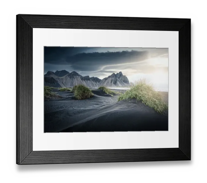Framed Print : Stokksnes, Hofn, East Iceland, Iceland. Vestrahorn mountain Framed Print : Stokksnes, Hofn, East Iceland, Iceland. Vestrahorn mountain