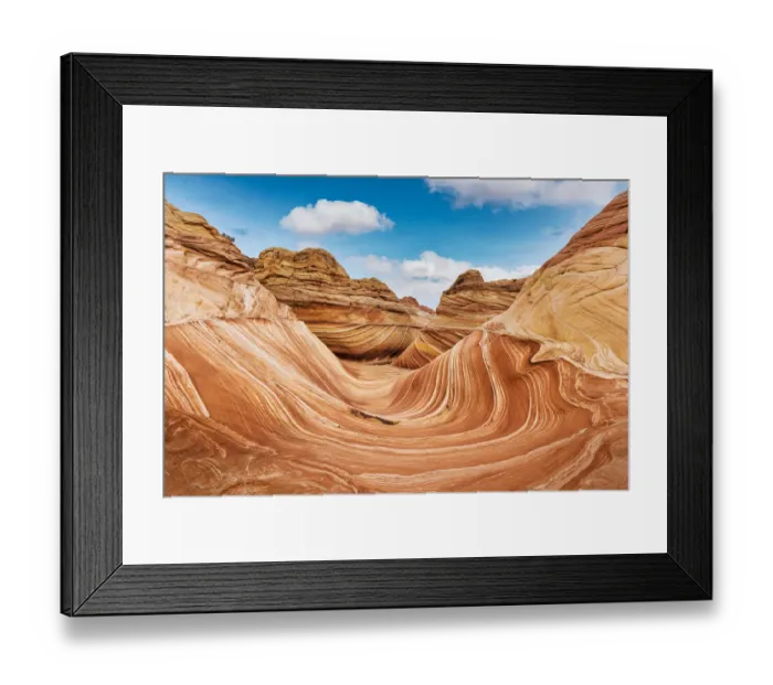 Framed Print : The Wave rock formation, panorama in Coyote Buttes north, Vermillion Cliffs, Arizona